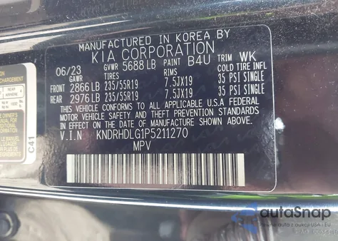 2023 Kia Sorento Hybrid Ex z USA, uszkodzony, nr VIN KNDRHDLG1P5211270